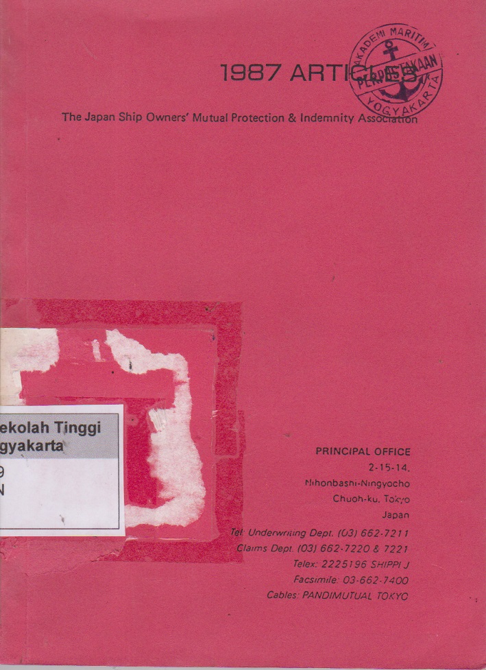 1987 Articles The Japan Ship Owners'mutual Protection & Indemnity Association