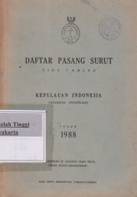 Daftar Pasang Surut Tide Tables tahun 1988