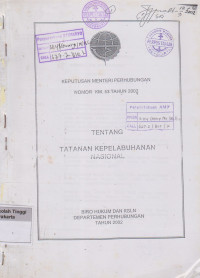 Keputusan Menteri Perhubungan Nomor KM.53 Tahun 2002 Tentang Tatanan Kepelabuhan Nasional