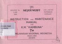 Instruction And Maintenance Manual For KM. KAMBUNA