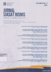 Jurnal Siasat Bisnis Volume 20 No.2 2016