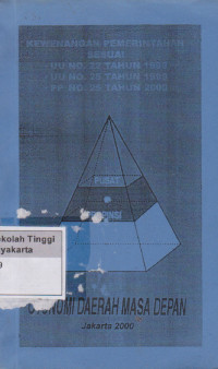 Otonomi Daerah Masa Depan :Kewenangan Pemerintah sesuai UU No: 22 Tahun 1999 UU No: 25 Tahun 1999 PP No.25 Tahun 2000