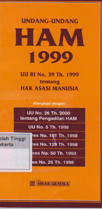 Undang-undang HAM 1999 ; UU RI No. 39 Th. 1999 tentang Hak Asasi Manusia