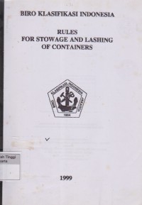 Rules For Stowage And Lashing Of Containers