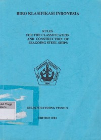 Rules For The Classification And Construction Of Seagoing Steel Ships