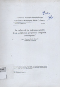 Image of An Analysis Of Flag State Responsibility from an historical perspective: dELEGATION OR DEROGATION