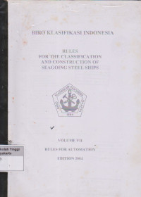 Image of Rules For The Classification And Construction of Seagoing Steel Ships Volume VII