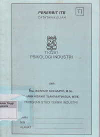 Image of Psikologi Industri : Catatan kuliah