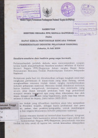Image of Sambutan Menteri negara PPN/Kepala bappenas pada rapat kerja penyusunan rencana tindak
pemberdayaan industri pelayaran nasional